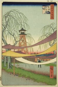 Teha Jori Jin G Lownds at Exposure - Written (Exposure - Written by Tsune no Baba), from Te-serien "Ridges of ridges Views of Edo (One Hundred Famous Views of Edo)" av Utagawa Hiroshige
