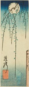 Michiyuki-scenen från pjäsen Ohan och Choemon (Michiyuki, Ohan Choemon), avsnitt av ett ark från serien "Reflections of Dramas in Cutouts (Harimaze joruri kagami)" av Utagawa Hiroshige