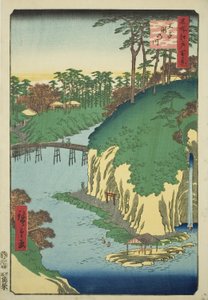 The River of Waterfalls at Oji (Oji Takinogawa), från serien "One Hundred Famous Views of Edo (Meisho Edo hyakkei)" av Utagawa Hiroshige