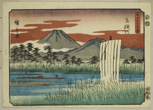 Sagamifloden (Sagamigawa), från serien "Trettiosex utsikter över berget Fuji (Fuji sanjurokkei)" av Utagawa Hiroshige