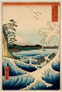 Havet vid Satta, Suruga-provinsen, från serien Thirty-six Views of Mount Fuji av Utagawa Hiroshige