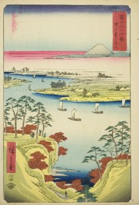 The Tone River at Konodai (Konodai Tonegawa), från serien "Thirty-six Views of Mount Fuji (Fuji sanjurokkei)" av Utagawa Hiroshige