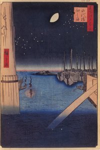 Tsukudajima and Eitai Bridge One Hundred Famous Views of Edo, 1856-1858 av Utagawa Hiroshige