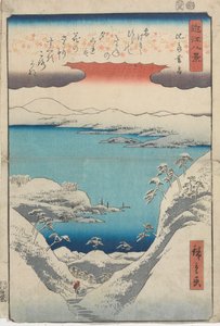 Skymningssnö vid Hira av Utagawa Hiroshige