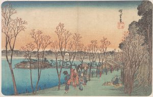 Ueno, Shinobazu-dammen av Utagawa Hiroshige