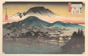 Vesperklockan vid Mii-templet, Biwasjön av Utagawa Hiroshige