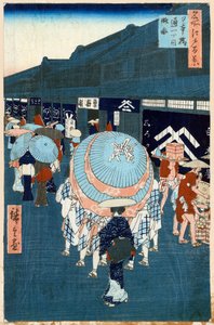 Utsikt över första gatan på Nihonbashidori Hundra berömda vyer av Edo, 1856-1858. av Utagawa Hiroshige