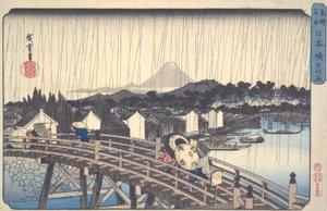 White Rain on the Nihon Bridge, från serien Famous Places of the Eastern Capital av Utagawa Hiroshige