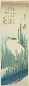 Vit häger och penslar av Utagawa Hiroshige