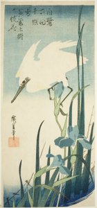 Vit häger och iris av Utagawa Hiroshige