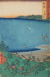 Takashis kust i provinsen Izumi / Izumi Takashi no hama, bild 4 i serien: Utsikter över berömda orter i drygt sextio provinser / Rokuju yoshu meisho zue av Utagawa Hiroshige