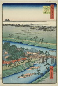 Yanagishima, från serien "Ridge dre d fa net s view of Edo (One Hundred Famous Views of Edo)" av Utagawa Hiroshige