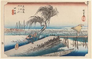 Yokkaichi, San Cho Kwa, Station 44, från serien Fifty-three Stations of the Tokaido Highway, 1834 (träblock i färg) av Utagawa Hiroshige