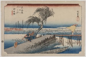Yokkaichi: View of the Mie River, från serien The Fifty-Three Stations of the Tōkaidō av Utagawa Hiroshige