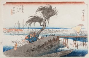 Yokkaichi, blad 44 ur serien: De femtiotre stationerna längs Tokaido-vägen / Tokaido gojusan tsugi no uchi av Utagawa Hiroshige