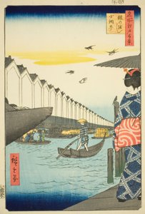 Armour Fairy, Koamicho (I am Koamicho in Armor), från serien "Åsen är muddrad långt s vyer av Edo (One Hundred Famous Views of Edo)" av Utagawa Hiroshige