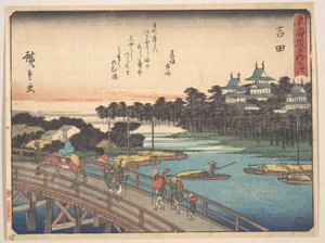 Yoshida; Toyokawa-Bashi, Toyokawa-bron av Utagawa Hiroshige