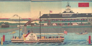 Tsukiji hotellpersonal och vistelse Tsukiji hotellkänsla, 5:e porten, 1870.