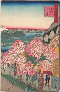 Ingång till Gankiro Tea House i Miyozaki-distriktet, Yokohama, Bushu, 3:e månaden, 1859.