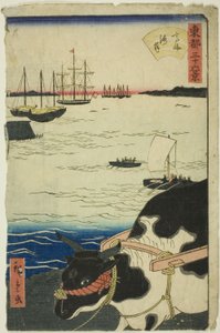 The Beach at Takanawa (Takanawa kaigan), från serien "Thirty-six Views of the Eastern Capital (Toto sanjurokkei)" av Utagawa Hiroshige II