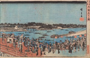 Fyrverkerier på Ryogoku av Utagawa II Hiroshige