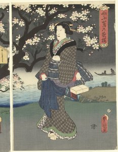 Kvällspromenad längs floden av Utagawa Kunisada (I)