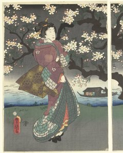 Kvällspromenad längs floden av Utagawa Kunisada (I)