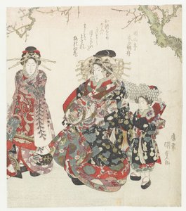 Courtesan med två pigor av Utagawa Kunisada (I)