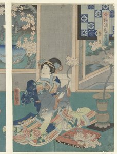 Den tredje månaden Yayoi (titel på objekt) Moderna Genji-berättelser under de tolv månaderna (serietitel) Imayo Genji junikagetsu no uchi (serietitel på objekt) av Utagawa Kunisada (I)
