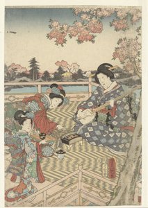 En vårbankett för den östra Genji Azuma Genji hana ingen yuen av Utagawa Kunisada (I)