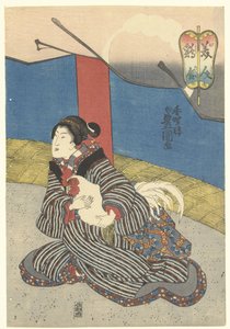 Skönheter vid en tuppkamp Bijin toriawase (titel på objekt) av Utagawa Kunisada (I)