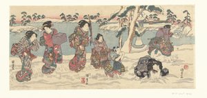 kastar snöbollar av Utagawa Kunisada (I)