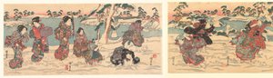 kastar snöbollar av Utagawa Kunisada (I)