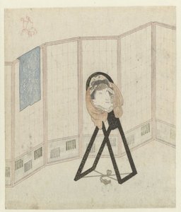 Spegel vid rumsavdelare av Utagawa Kunisada (I)