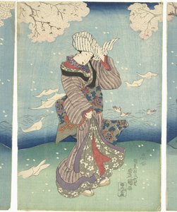 Stormig dag på Sumidafloden Eight Views of Edo (serietitel) av Utagawa Kunisada (I)