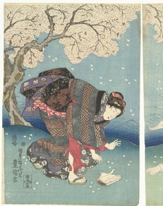 Stormig dag på Sumidafloden Eight Views of Edo (serietitel) av Utagawa Kunisada (I)