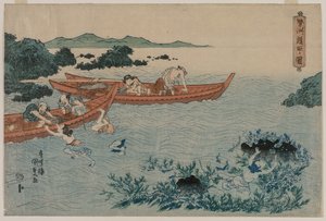 Abalone Divers utanför Ise-kusten, från en Untitled Landscape-serie av Utagawa Kunisada