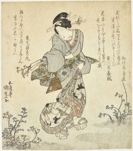 Kvinna som skördar ormbunkar av Utagawa Kunisada