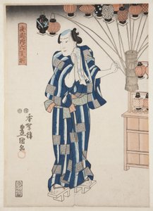 Lantern Seller (Andon-uri) (träblock i färg) av Utagawa Kunisada