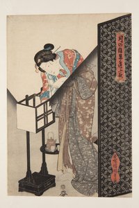 Orientalisk lampa (Andon) (trätryck i färg) av Utagawa Kunisada