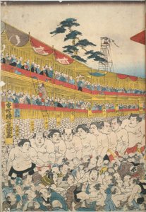 Bilder från den stora sumofestivalen av Utagawa Kunisada