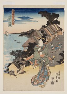 Vy över Kanagawa (Kanagawa no zu) (träblock i färg) av Utagawa Kunisada