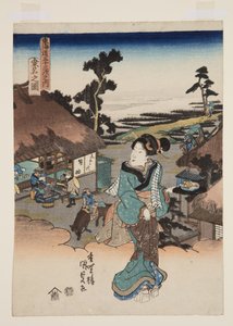 Utsikt över Kuwana (Kuwana no zu) (träblockstryck i färg) av Utagawa Kunisada