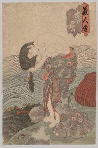 Kvinnadykare som kammar sitt hår av Utagawa Kunisada