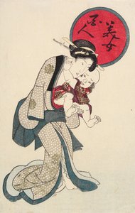 Kvinna med en baby av Utagawa Kunisada