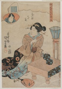 Kvinna som förbereder sig för att spela Go. av Utagawa Kunisada