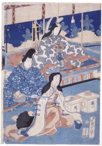 Välkomna våren med en samling av blommor (Hana Soroi Haru No Taimen) (träblock i färg) av Utagawa Kunisada II