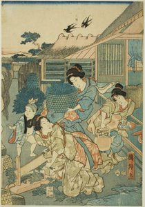 Stort välstånd på sidenfarmen (Kaikoya Daihanjono Zu) av Utagawa Kunisato