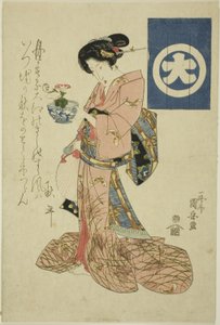 Skönhet som representerar hösten, från en namnlös serie skönheter som representerar de fyra årstiderna av Utagawa Kuniyasu