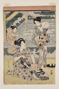 Ladies at Hot Spring (trätryck i färg)
